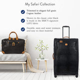 Bric's My Safari Spinner Suitcase, Lightweight Expandable Leather Shell Luggage with Smooth 360° Wheels and TSA Lock - 28 Inch, Black