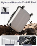 Coolife Luggage, Suitcase with Durable and Lightweight, Checked Luggage with PC+ABS Hardshell, Dual Spinner Wheels, TSA Lock, and YKK Zipper (white grid new, M(24in))