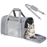FOORLON Cat Carrier Soft for Pets Up to 25 Lbs, Cat Travel Bag Soft-Sided with Padded Shoulder Strap, Pet Dog Carriers for Small Dogs Travel Puppy Carry Airline Approved, Grey