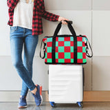 Buffalo Plaid Check Red Green Gradient Luggage Travel Bag Travel Weekender Gear Bag with Adjustable Strap for Trekking Large Capacity