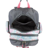 Eastsport Extra Large Backpack Expandable Oversized For Travel Hiking Work Camping Sports Outdoors With Drawstring Bag 18x13.5x9.5 Spring Floral Ash Grey