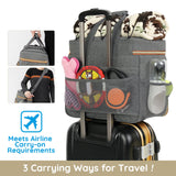 Pmpete Dog Travel Bag for Traveling| Week Away/Overnight Dog Travel Accessories with Multi-Function Pockets| Travel Set for Dogs and Cats|Ideal Pet Diaper Bag and Pet Gift Kit(Grey)