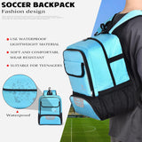 XIANFENGNIAO Youth Soccer Bag, Soccer Backpack with Ball Holder, Basketball Volleyball Football Handball Sports Backpack with Ball Compartment,Like Blue