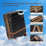 Voytra 5 Piece Luggage Set for Family Travel, Lightweight Hardshell PC+ABS Suitcases set, Suitcase with 8 Smooth Spinner Wheels, TSA Lock, YKK Zippers(20' 24' 28' Black)