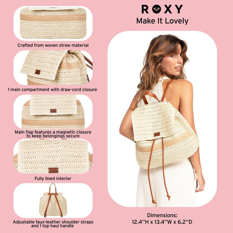 Roxy Spotless Sunnies Backpack | Straw | Beach | Vacation | Travel | Eco-Friendly | Lightweight | Natural
