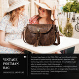 Gexmil Full Grain Leather Cross Body Bag for Women Men, Messenger Bag with Zipper Closure, Vintage Handmade Satchel, Adjustable Strap, Pure Brass Hardware, Buffalo Brown