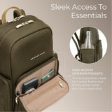 Briggs & Riley Medium Backpack for Women & Men - Daypack for Work, Personal Item Travel Bag, Carry On Size, Lightweight & Durable, Padded Straps, Fits 15" Laptop - Rhapsody Collection, Olive
