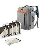 LUGGEX Carry On Backpack and 6 Set Compression Packing Cubes for Luggage Bundle – Travel Essentials