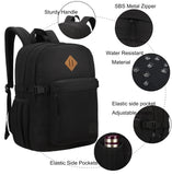 SUPACOOL Black Backpack For School, Bookbag for Boys, Girls and Kids, Boys backpacks, Laptop Compartment,Travel Backpack for Men and Women(Black)