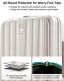 Hanke 20 Inch Expandable Carry On Luggage Airline Approved Top Opening Hard Shell Suitcases with Wheels Lightweight Travel Luggage Carry On Suitcase for Woman Men-Ivory White