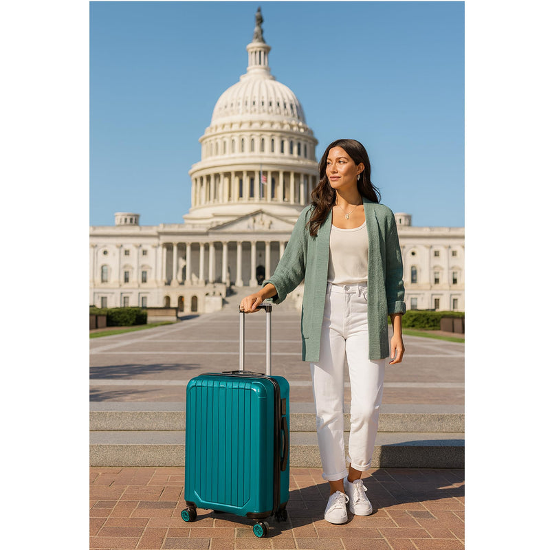 World Traveler Dejuno Beaumont Lightweight Hardside Expandable Spinner Luggage, Teal, Carry-On