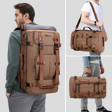 WITZMAN Canvas Backpack Vintage Travel Backpack Large Laptop Bags Convertible Shoulder Rucksack(A519-1 Brown)