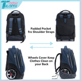 NEW TILAMI 19 inch Rolling Backpack Teens Rolling Backpack Cute Wheeled Laptop Backpack Bookbag Roller Travel Bag College, Navy Blue