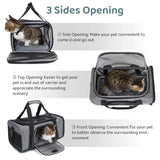 Wakytu TSA Approved Pet Carrier for Small Cats Dogs, Travel Bag with Adequate Ventilation, 5 Mesh Windows, 3 Entrance, Locking Safety Zippers, Padded Shoulder and Carrying Strap, Small