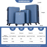 Travelhouse 4 Piece Luggage Sets, Hardshell ABS Suitcase Set with Wheels,Tsa Lock,Lightweight Hardside Travel Suitcases 16“20”24“28”