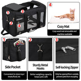 Soft Sided Cat/Dog Carrier,Collapsible Pets Travel Carriers for Pet/Puppy with Shoulder Strap & Removable Mat,Mesh Top Load Small Dogs/Cats Carry Bag Up to 17 Lbs TSA Airline Approved（Black,M）