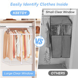 KEETDY 35" Hanging Garment Bags for Closet Storage Large Clear Garment Bags for Hanging Clothes Garment Rack Cover Coat Protector for Suit, Wardrobe, Bottom Enclosed