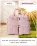 Marscamd Rolling Teacher Bag with Accordion File Organizer & 15.6" Laptop Compartment, Wheeled Work Briefcase Tote with Detachable Trolley & Crossbody Strap for Women, Pink
