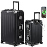 Krute Luggage Sets 2 Pieces Aluminum Frame Suitcase With Spinner Wheels 20 28 Inch Hardside No Zipper PC Luggages with USB Charger