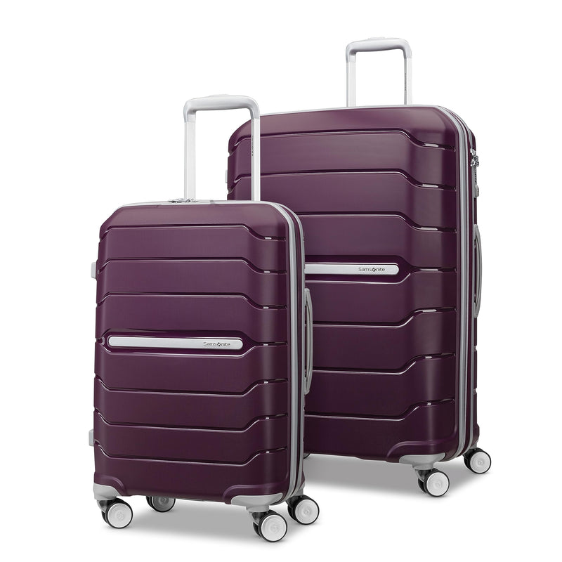 Samsonite Freeform 2-Piece Luggage Set - Carry-On & Large Checked Luggage with Dual Spinner Wheels - Durable Polypropylene Hardshell - TSA Lock, Airline-Approved - Expandable - Amethyst Purple
