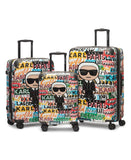 KARL LAGERFELD Paris Women's Logo Explosion Upright Hardside Suitcase, Multi, Large