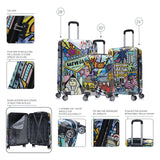 InUSA Cities Print Luggage with Spinner Wheels | Durable Lightweight Hardside Suitcase | Travel Bag with Handle and Trolley | (20in, 24in, 28in) 3 Piece Set