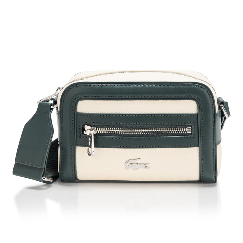 Lacoste Women's Small Nilly Petit Piqué Reporter Bag, Flour/Dark Green, One Size