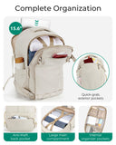 BAGSMART Travel Backpack Women, 15.6 Inch Carry On Backpack Flight Approved, TSA Approved Personal Item Travel Bag, Water Resistant Weekender Bag Luggage Daypack, Beige