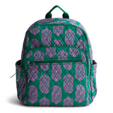 Vera Bradley Women's Bancroft Backpack - Premium Cotton, Iconic Paisley Green Jacket, One Size