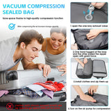 TANGCOLR Vacuum Travel Backpack with Pump for Men Women, 47L Expandable Vacpack Laptop Backpack Flight Approved with Vacuum Compression System