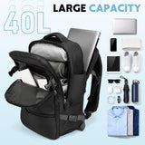 SUIKIHUM Travel Backpack for Men & Women, Carry on Laptop Backpack, Water-Resistant Oxford Fabric, Fits 16" Laptop, Anti-Theft & Luggage Strap, Black