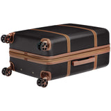 Amazon Basics 26-inch Hardside Checked Luggage With Leather Detailing, Expandable Spinner Suitcase With 8 Multi-directional Wheels, Scratch-Resistant Surface, Black