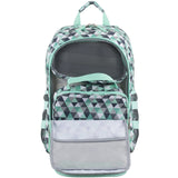 Eastsport Travel College Laptop Lunch Backpack Bookbag, Reusable Insulated Food Snack Cooler Lunchbox Set, for Work, Outdoor, Turquoise Diamonds Geometric Pastel Print