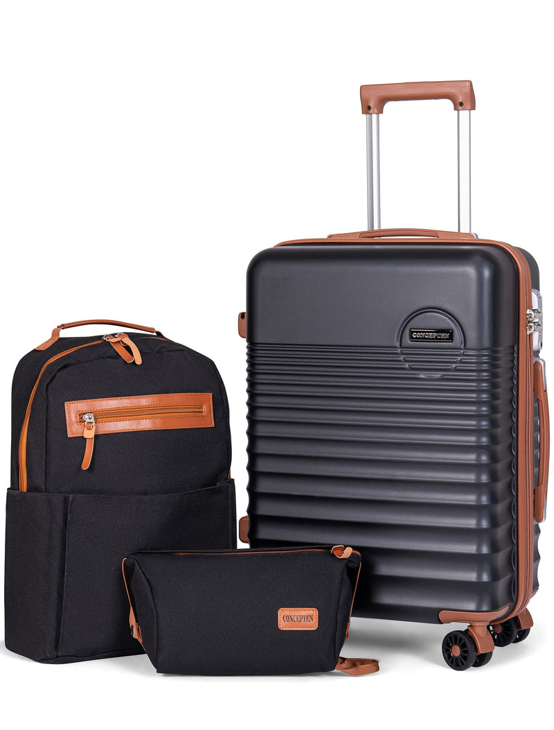 CONCEPTEN Carry On Luggage 22x14x9 Airline Approved, 20-inch Hard Shell Suitcases with Wheels, ABS Lightweight Carry on Suitcase with TSA Lock