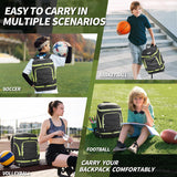 Ciihars Soccer Backpack,Soccer Bag with Ball Holder,Sport Equipment Bags Includes Separate Cleat Shoe and Ball Compartment Fit Basketball Volleyball Football (BLACK GREEN)