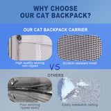 Pesen Cat Backpack Carrier, Breathable & Foldable Pet Carriers for Cats, Small Dogs and Rabbits Under 15 lbs, Airline Approved Dog & Cat Carrier Backpack for Hiking, Travel, Camping, Light Gray