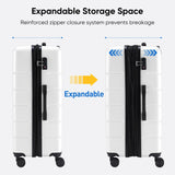 OLIXIS 20 Inch Carry-On Luggage, Hardside Suitcase with Spinner Wheels, Lightweight ABS Hard Shell Travel Luggage, TSA Approved Lock, Expandable Small Suitcase for Business & Travel–White