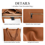 befen Real Leather Tote Shoulder Bags for Women Work, Women's Tote Bag Purses with Compartments for Daily and Travel Cognac Brown