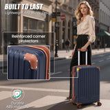 KUNEL Expandable 5 Piece Luggage Sets with Detachable Spinner Wheels and TSA Lock, Unisex Hardside ABS Suitcase Set, Hardshell Lightweight Waterproof Travel Hard Case Suitcases with Wheels, Darkblue
