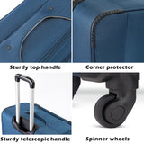 Coolife Luggage 4 Piece Set Suitcase TSA Lock Spinner Softshell lightweight (black+red)