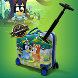 Fast Forward 18" Bluey Kids Ride On Luggage-HardShell Rolling Travel Suitcase-Lightweight Ride On Suitcase For Kids