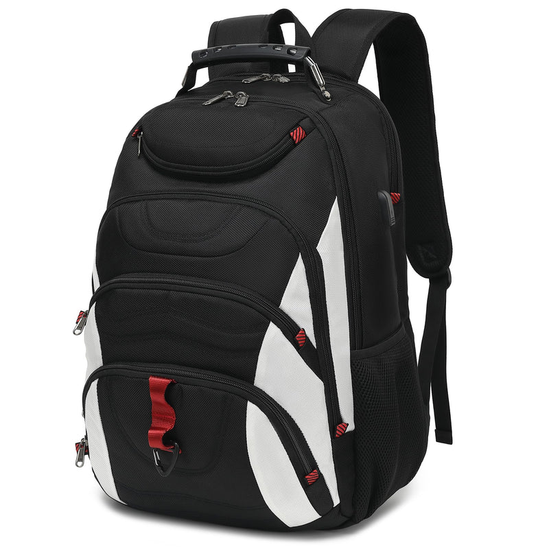 Boavan Laptop Backpack for men, 17.3 inch Laptop Bag with USB Port, Waterproof Travel Work Backpack Purse, Anti-Theft Teacher Nurse Doctor Casual Bookbags Office Business backpack，White