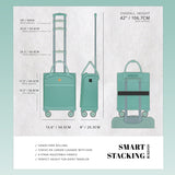 Verage 18x14x8in Spinner Underseat Carry-On Luggage -Airplane Personal Item Bag, USB A&C Charging Port, Padded Laptop Pocket & Wet/Dry Compartments for Women, Misty Aqua
