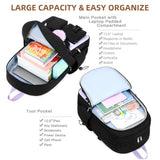 Laptop Backpack 15.6 Inch Elementary Middle High School Bag College Backpacks with Lunch Box Pencil Pouch 3 PCS Set Travel Bookbags for Teens Girls Women Students (Black Purple)