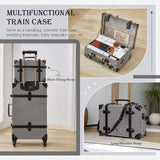 UNIWALKER Vintage Luggage Set of 3, Retro Spinner Trunk with Combo Lock for Women, Cute Designer Travel Suitcase Set with Train Case (26"+20"+12", grid)