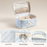 HBselect Quilted Makeup Bag, 3PCS Cotton Large Travel Makeup Bag, Cute Floral Coquette Make up Bag Cosmetic Bag Toiletry Bag for Women Girls