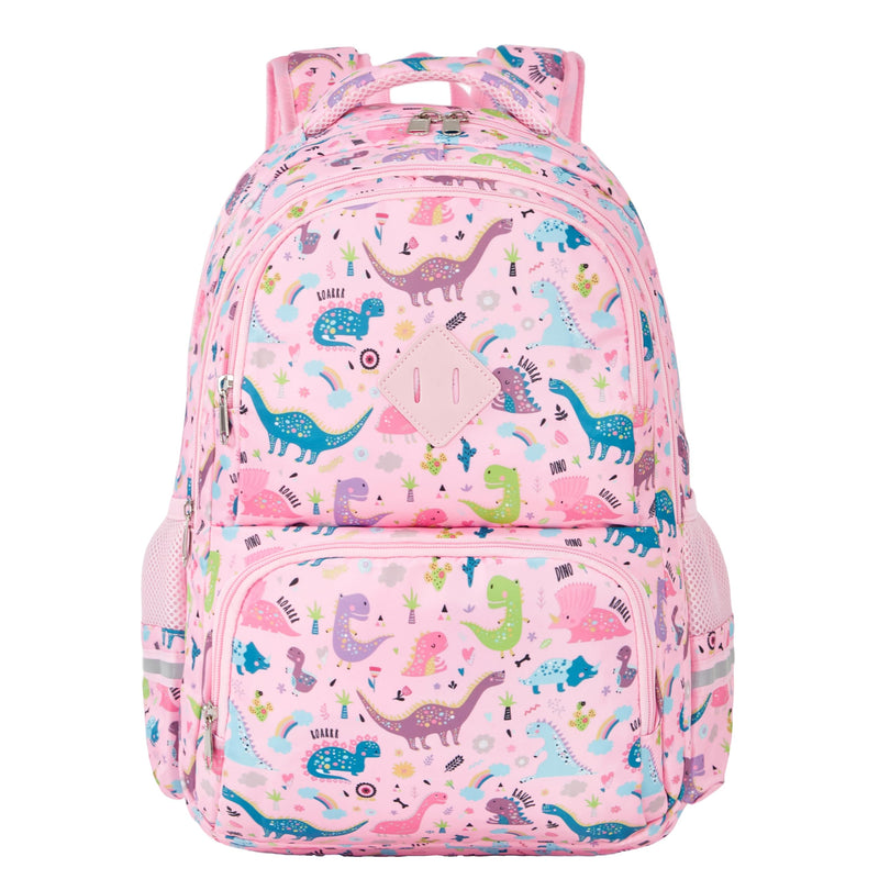 KingCheer Cute Kids Backpack for Girls and Boys Lightweight School Bag for Preschool, Primary,Teenage & Elementary Students Bookbag for Kids Aged 6-12(17inch, Pink Dinosaur Upgrade)