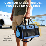 TSA Approved Pet Carrier for Kitten and Puppy, Cat Carrier Soft Fits Pets up to 13 lbs, Dogs Travel Bag with Bowl Foldable, Ideal for Travel, Car Rides, and Vet Visits (Blue, Cat Bowl Set)