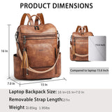 Shrrie Vegan Leather Laptop Backpack for Women 15.6 inch Work Backpack Fashion Travel Backpack Purse for Travel College Work