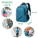 FENGDONG 17.3 inch Large Laptop Backpack Durable Waterproof Travel College Backpack Bookbag for Men & Women Business Backpack with USB Charging Port and Headset Port Light Teal
